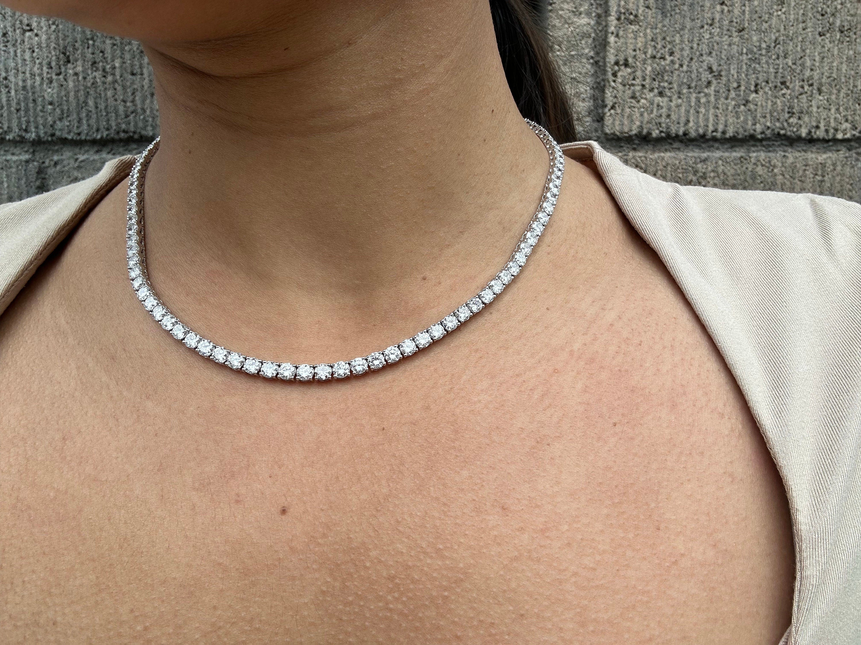 18 Carat Round Diamond Tennis Necklace