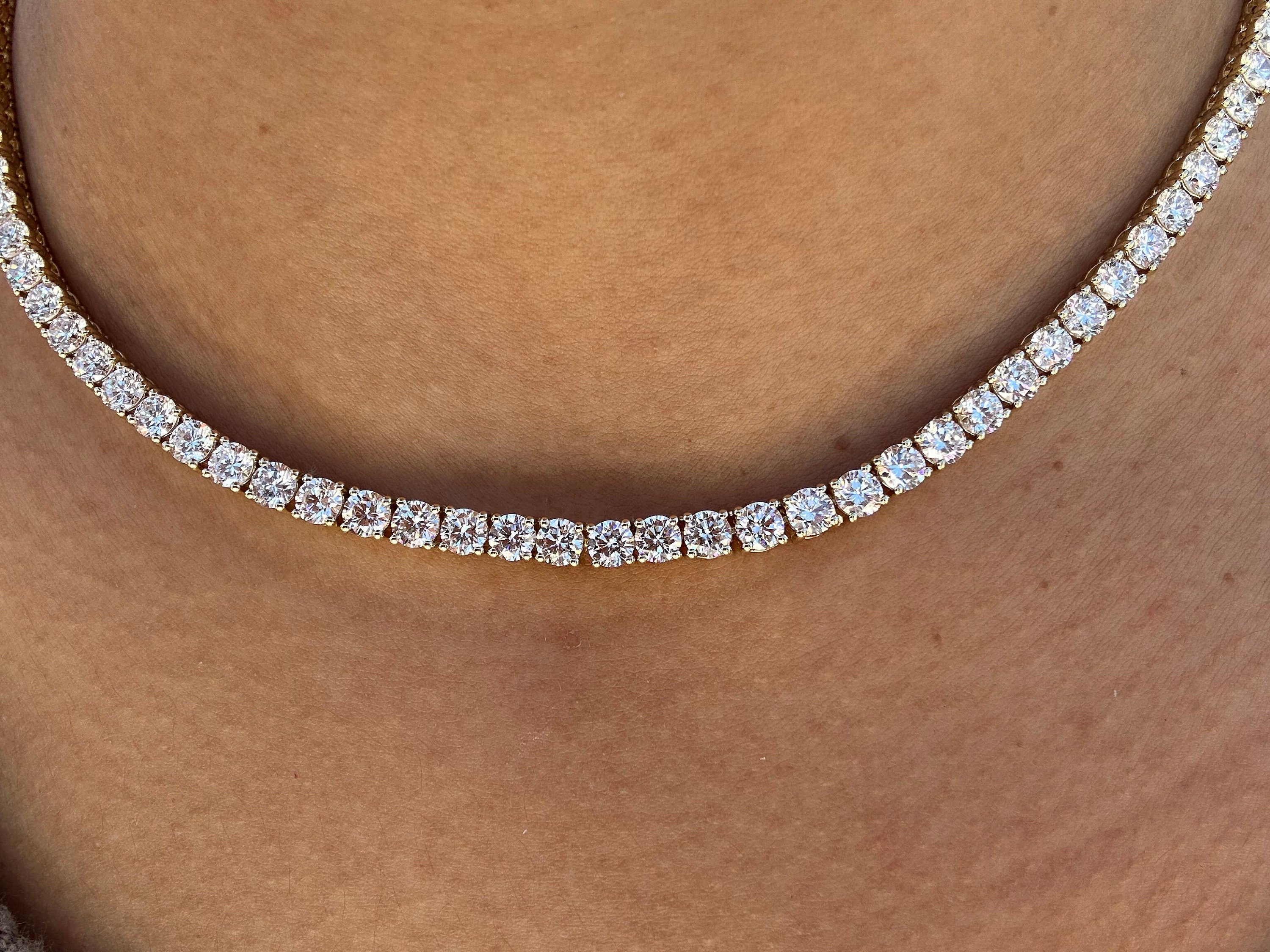 Round Diamond Tennis Necklace