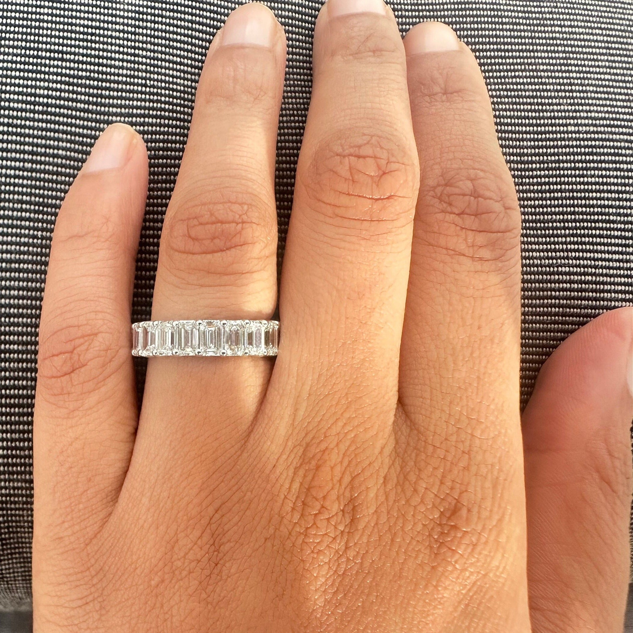 4 Carat Emerald Cut Diamond Eternity Band