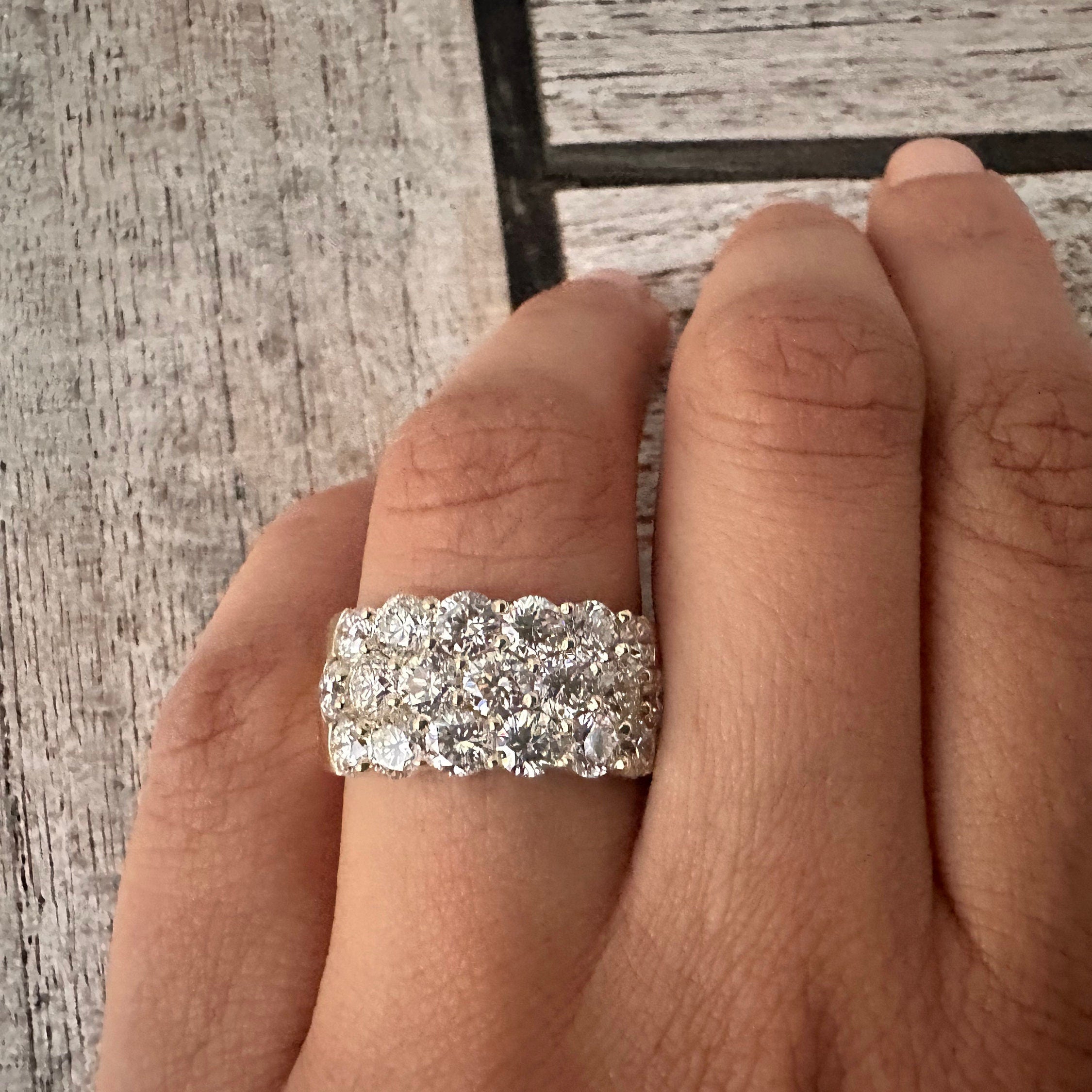3 Carat 3 Row Round Halfway Diamond Eternity Band