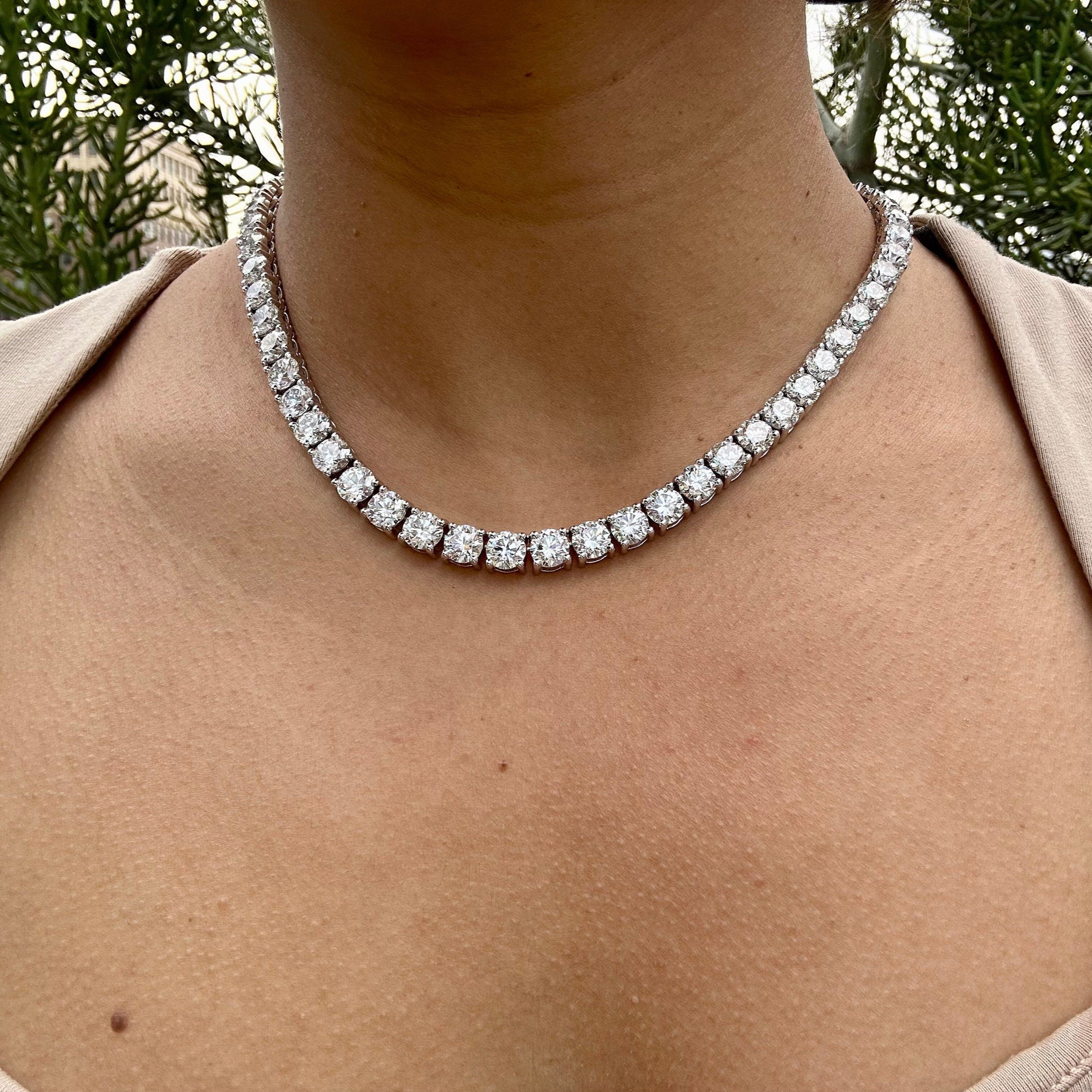 50 Carat Round Lab Grown Diamond Tennis Necklace