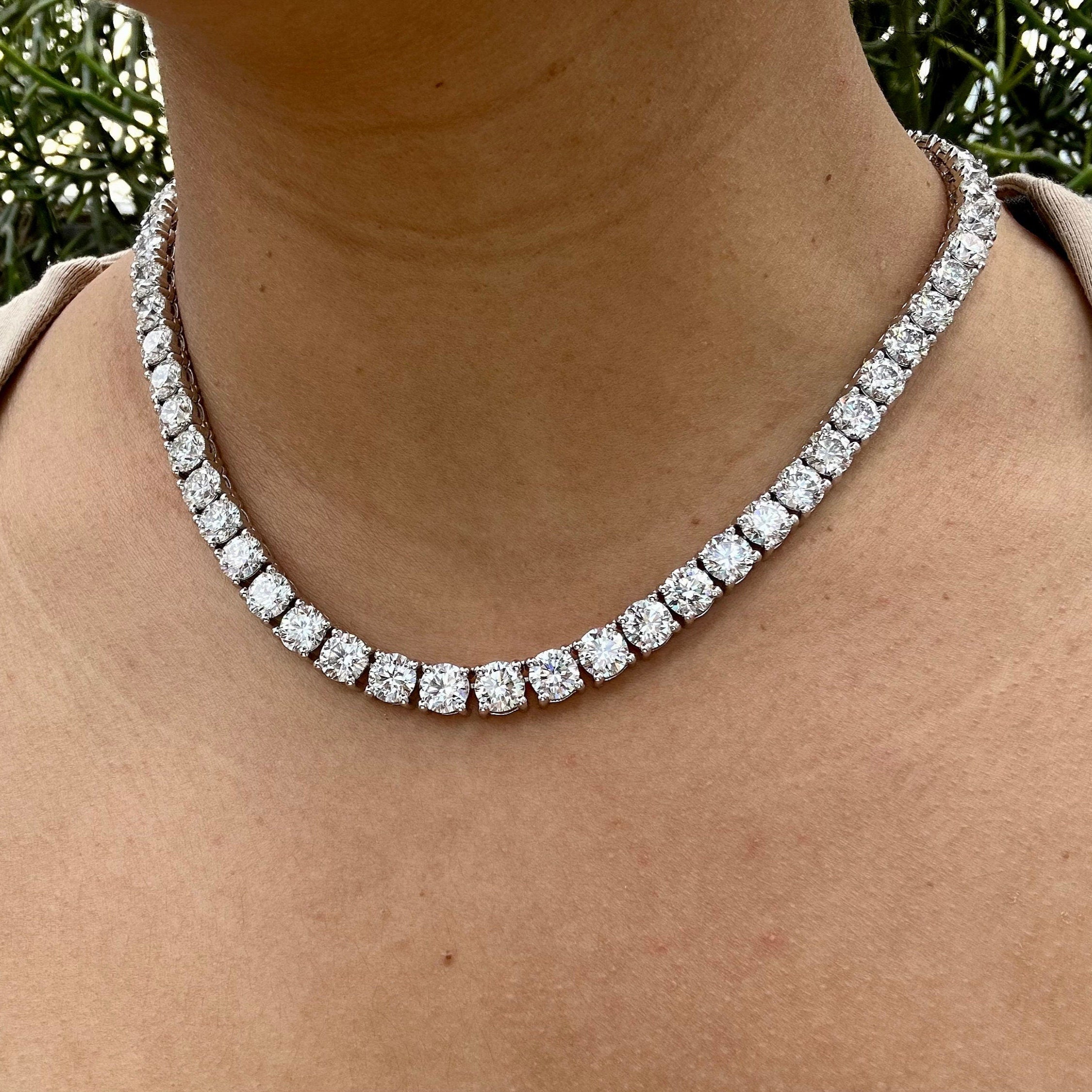 50 Carat Round Lab Grown Diamond Tennis Necklace