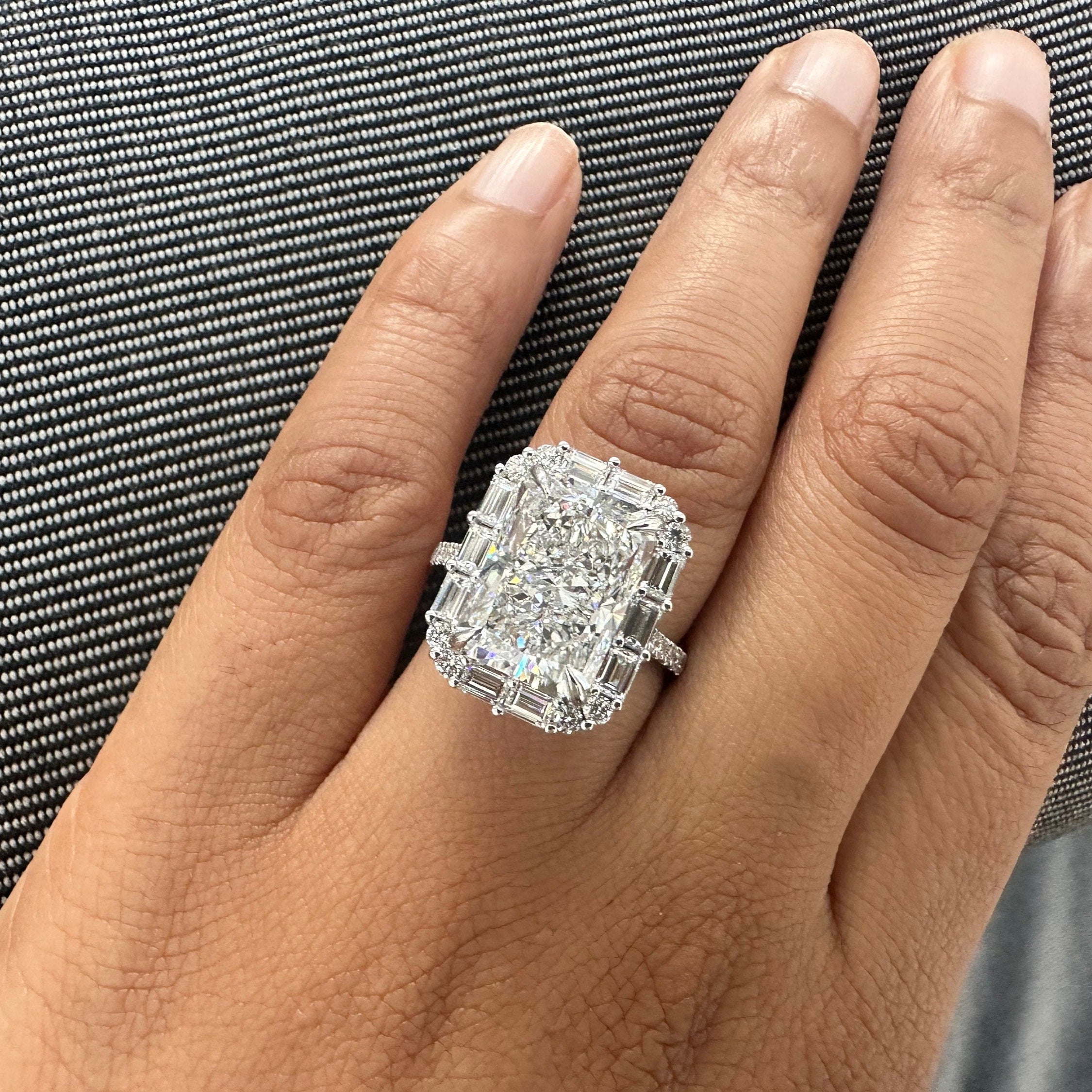 Radiant Cut Halo Solitaire Diamond Engagement Ring
