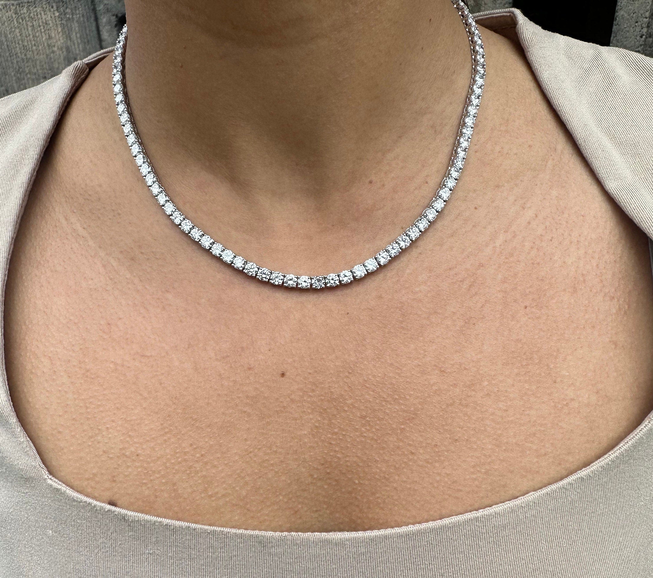 18 Carat Round Diamond Tennis Necklace