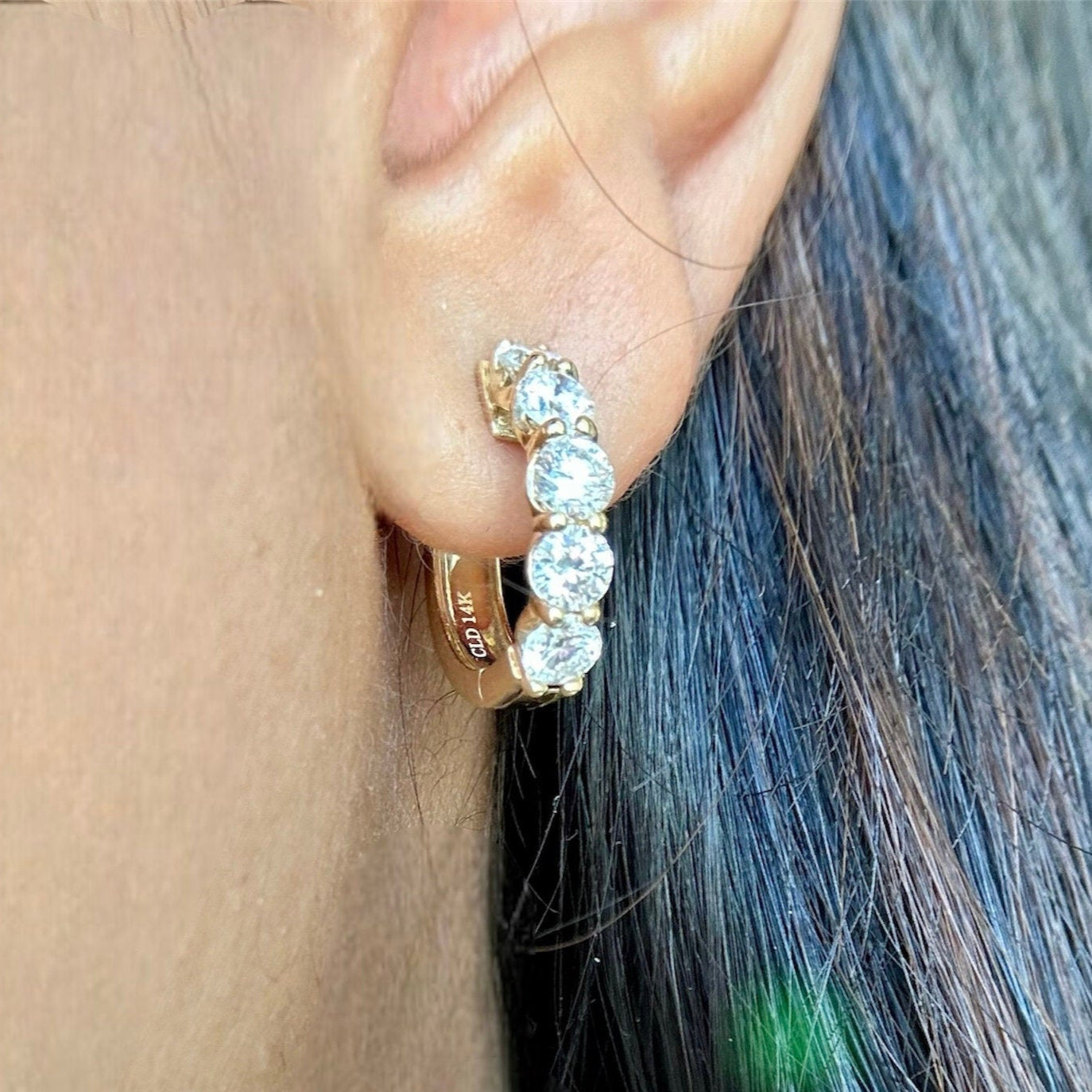 2 Carat Round Lab Grown Diamond Huggie Earrings