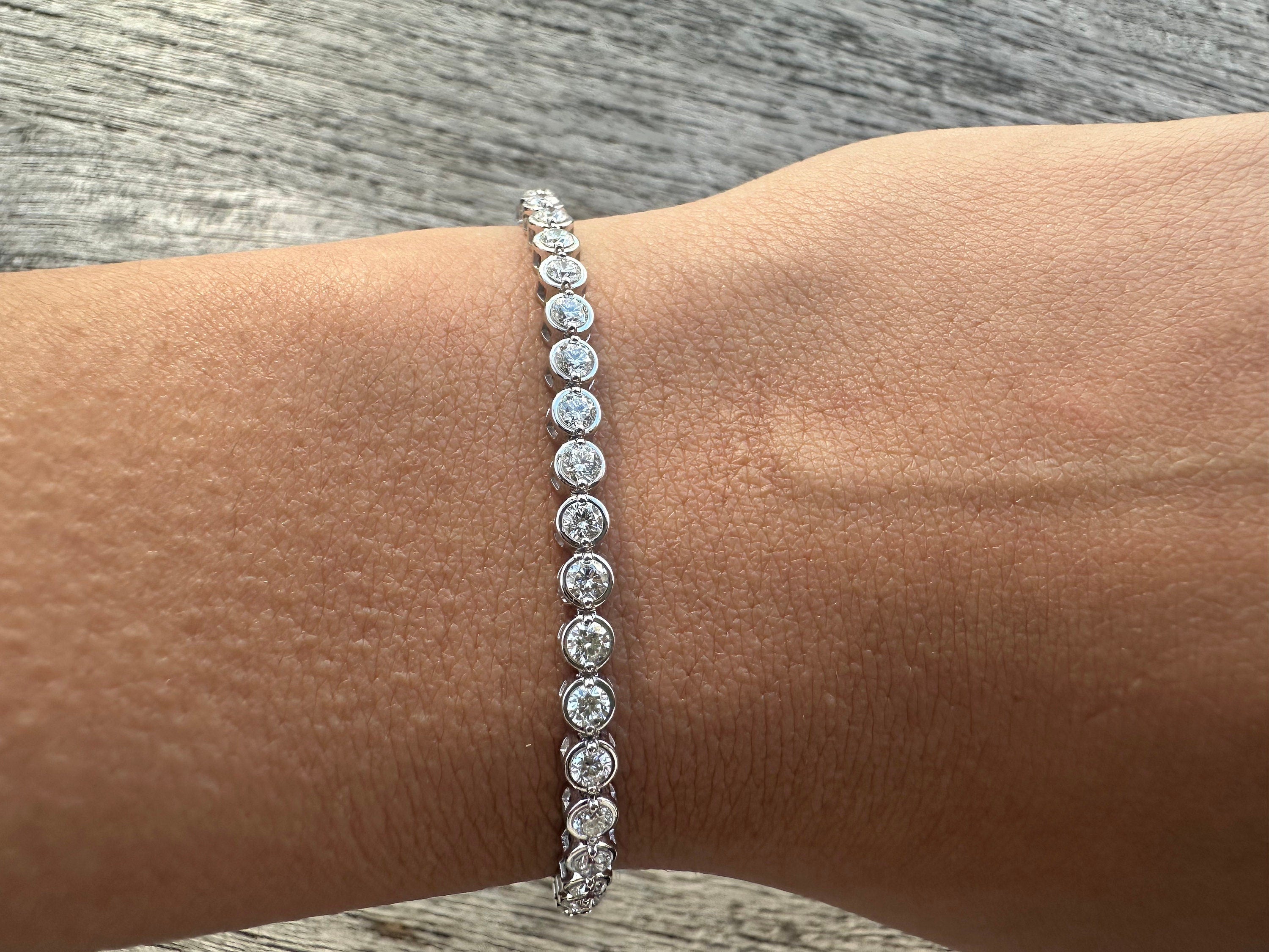 3 Carat 14K White Gold Diamond Bezel Bracelet