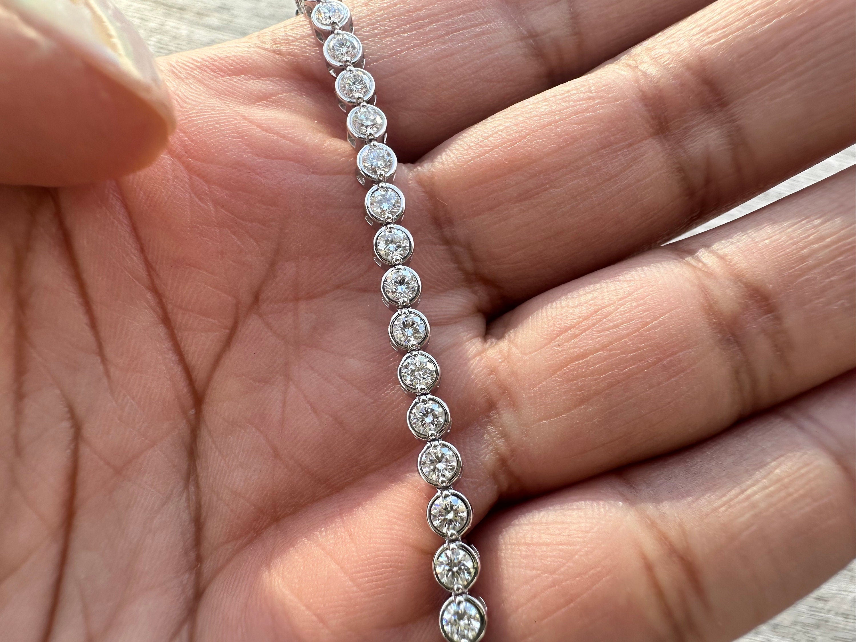 3 Carat 14K White Gold Diamond Bezel Bracelet