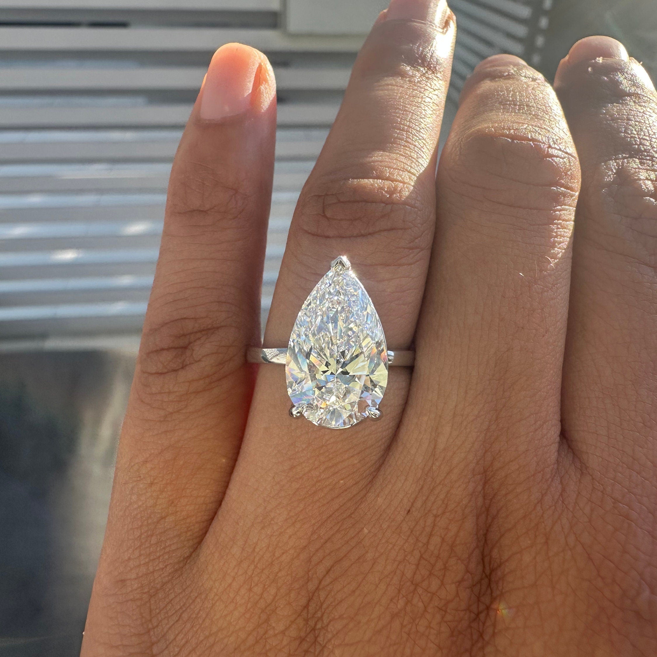 Three-Prong Pear Cut Diamond Engagement Ring