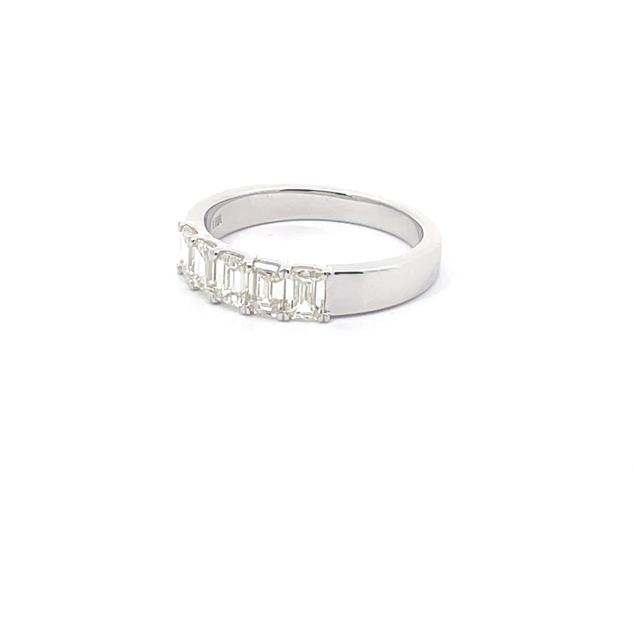 1 Carat 5 Stone Emerald Cut Diamond Eternity Band