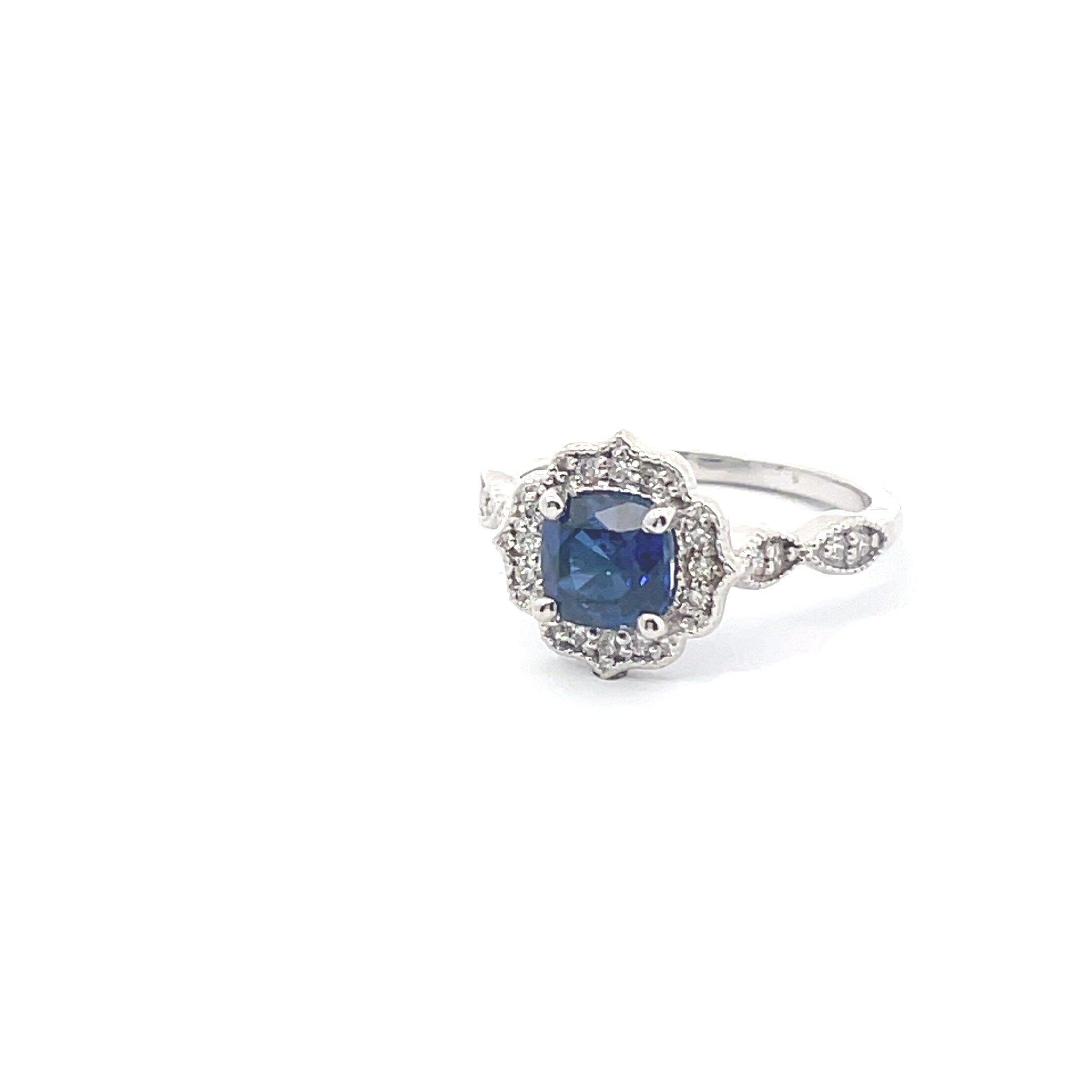 Art Deco Sapphire & Diamond Engagement Ring - 3 ct