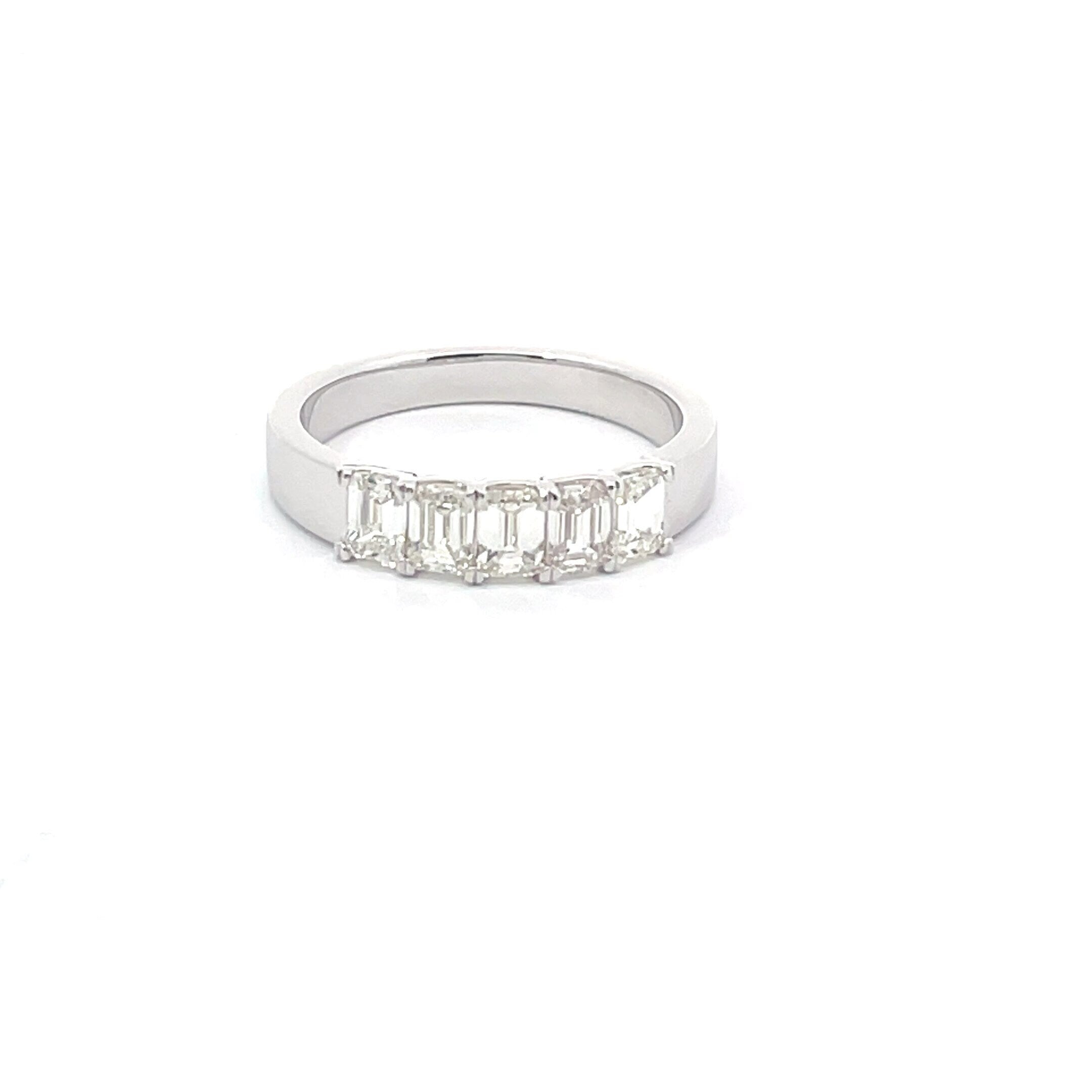 1 Carat 5 Stone Emerald Cut Diamond Eternity Band