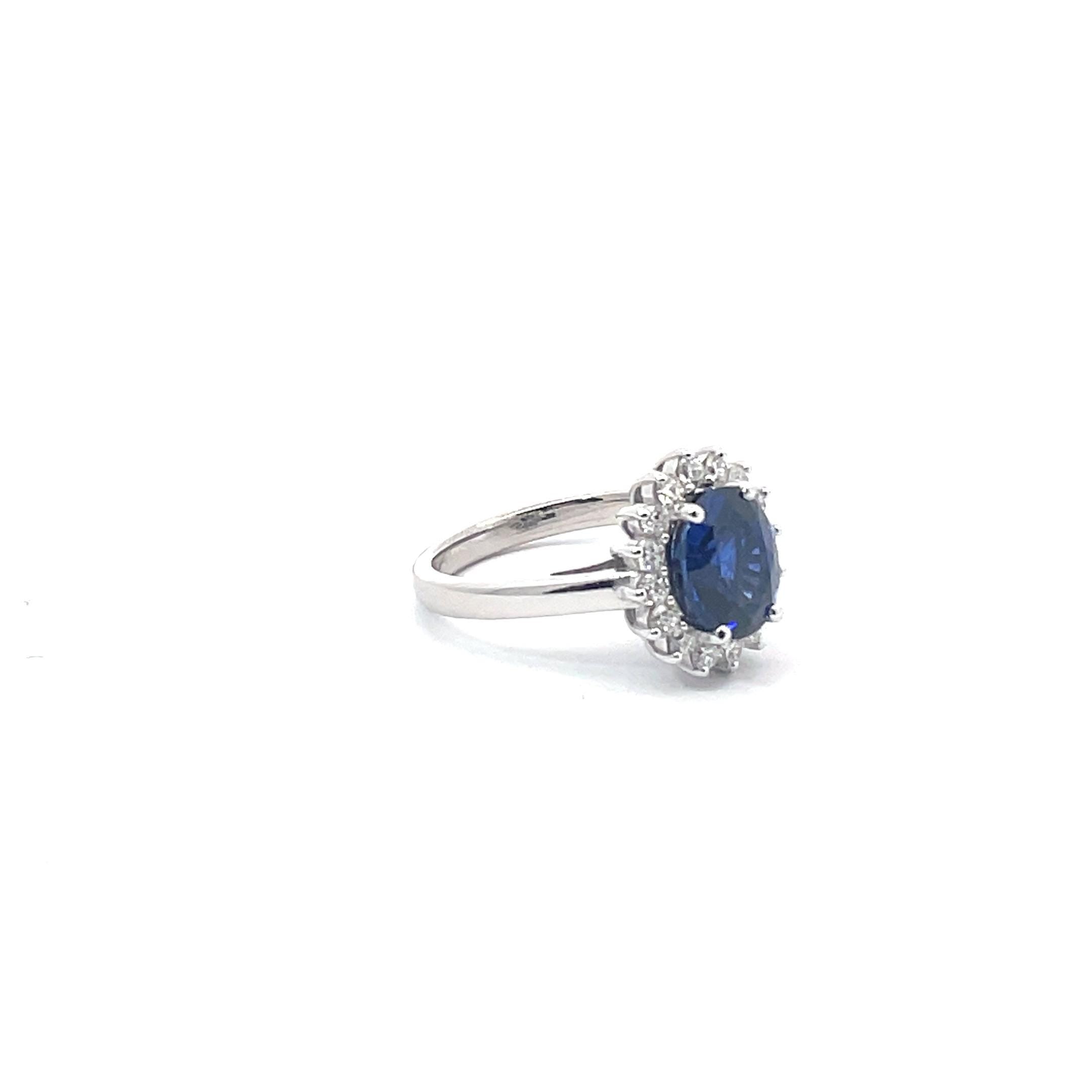 Oval Sapphire & Diamond Engagement Ring - 3 ct