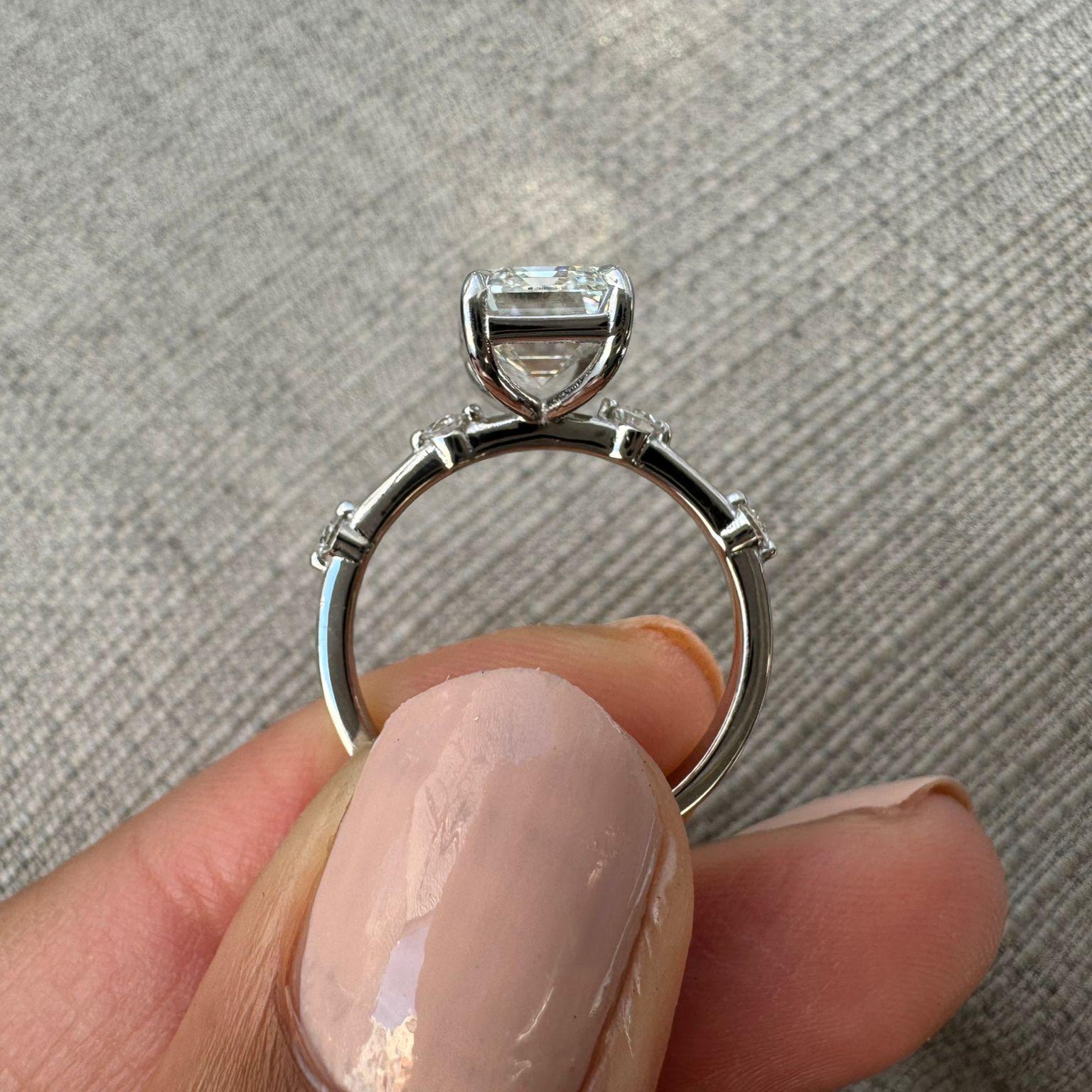 Emerald Cut Diamond Engagement Ring With Side Diamonds