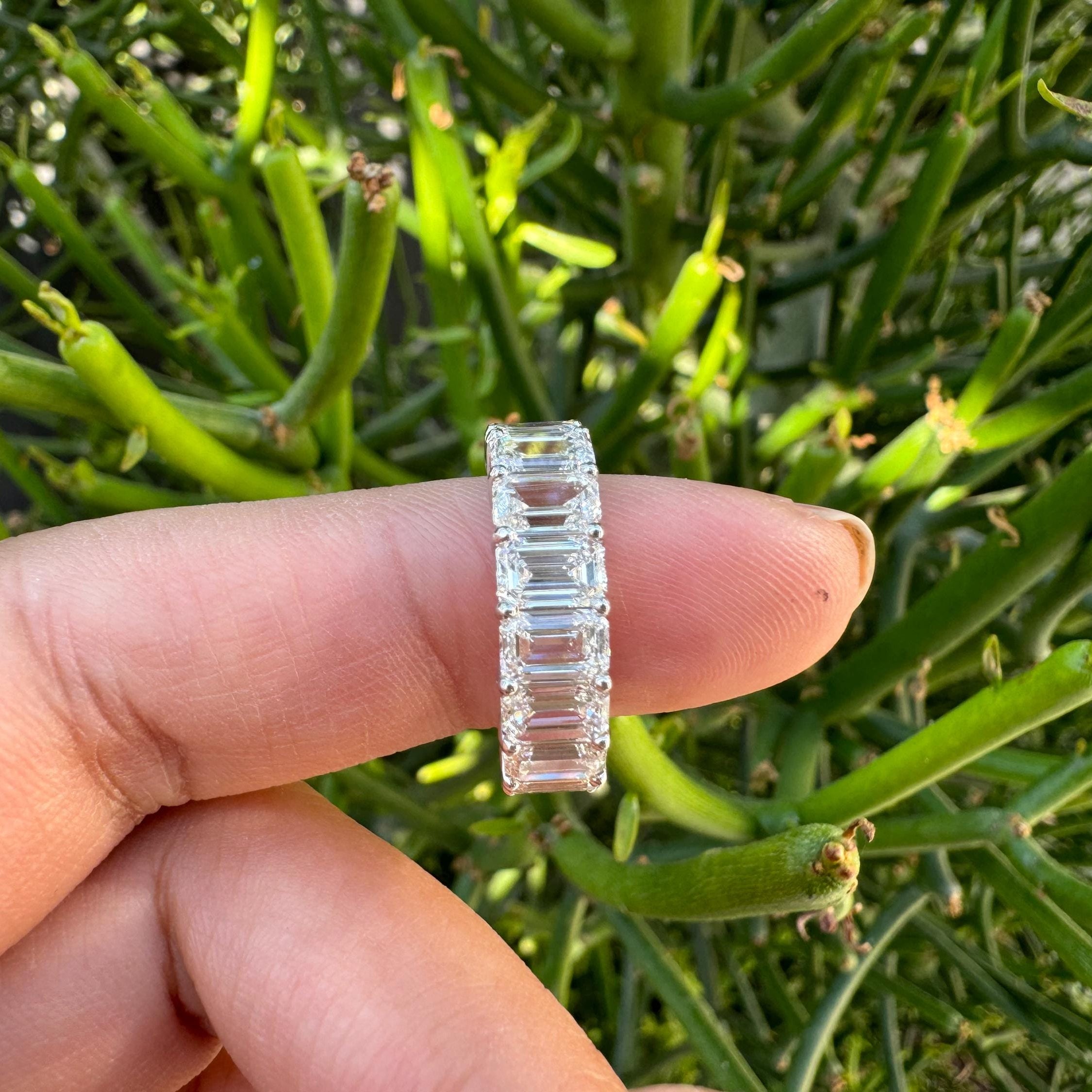 8 Carat Emerald Cut Diamond Eternity Band