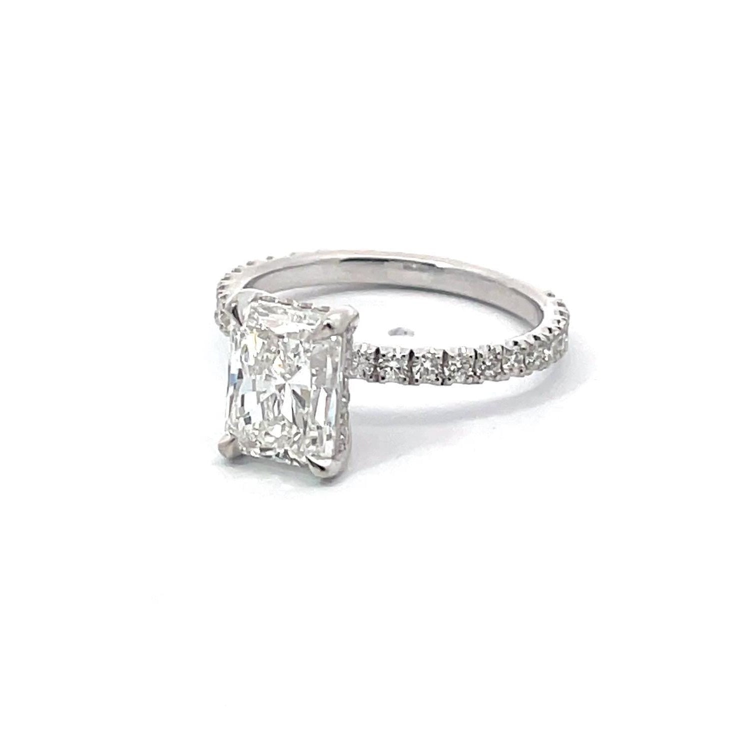 Radiant Cut Hidden Halo Diamond Engagement Ring