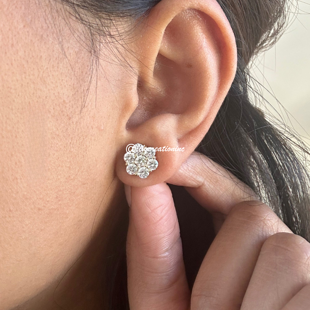 2 Carat Lab Grown Diamond Cluster Earrings